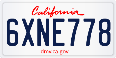 CA license plate 6XNE778