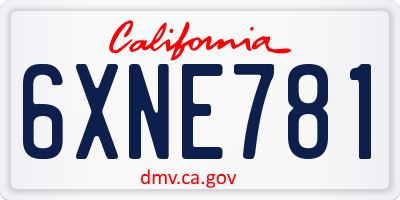 CA license plate 6XNE781