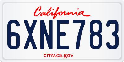 CA license plate 6XNE783