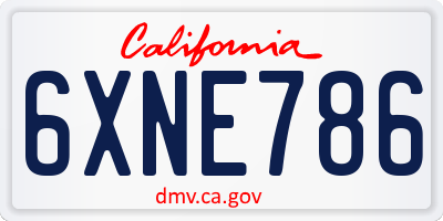 CA license plate 6XNE786