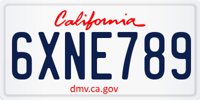 CA license plate 6XNE789