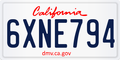 CA license plate 6XNE794