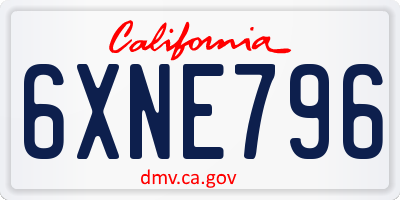 CA license plate 6XNE796