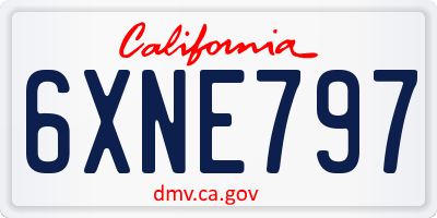CA license plate 6XNE797