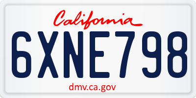 CA license plate 6XNE798