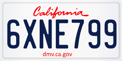 CA license plate 6XNE799