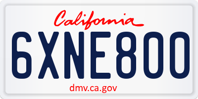 CA license plate 6XNE800