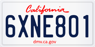 CA license plate 6XNE801