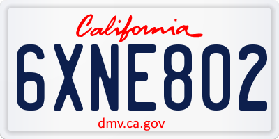 CA license plate 6XNE802