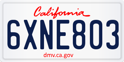 CA license plate 6XNE803