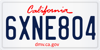 CA license plate 6XNE804