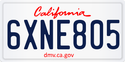 CA license plate 6XNE805