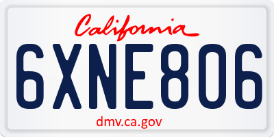 CA license plate 6XNE806