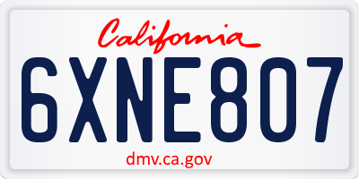 CA license plate 6XNE807