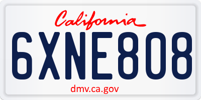 CA license plate 6XNE808