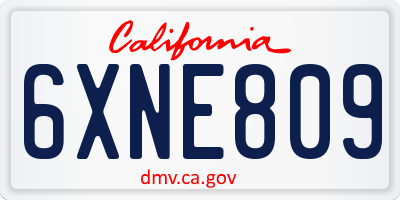 CA license plate 6XNE809