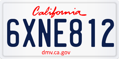 CA license plate 6XNE812