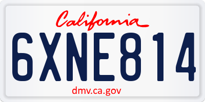 CA license plate 6XNE814