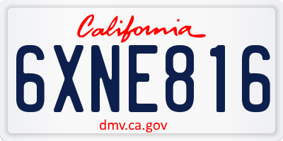 CA license plate 6XNE816