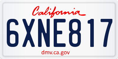 CA license plate 6XNE817