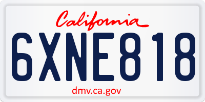 CA license plate 6XNE818