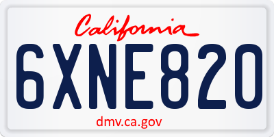 CA license plate 6XNE820