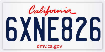 CA license plate 6XNE826