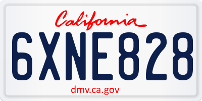 CA license plate 6XNE828