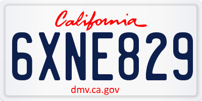 CA license plate 6XNE829