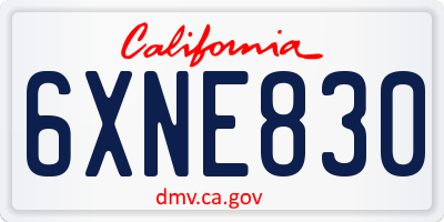 CA license plate 6XNE830