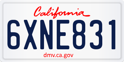 CA license plate 6XNE831