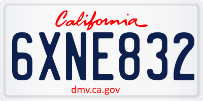 CA license plate 6XNE832