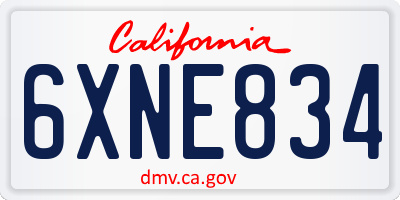 CA license plate 6XNE834