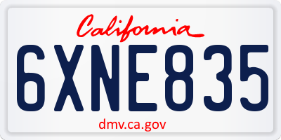 CA license plate 6XNE835