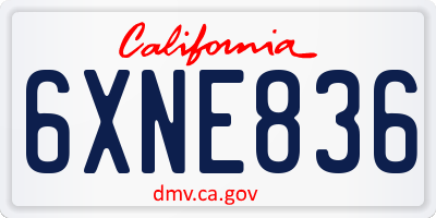 CA license plate 6XNE836