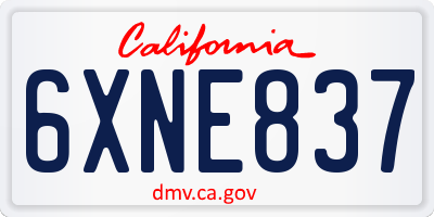 CA license plate 6XNE837