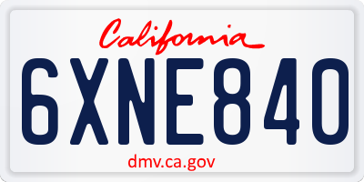 CA license plate 6XNE840