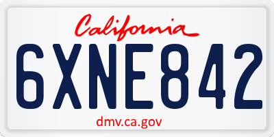 CA license plate 6XNE842