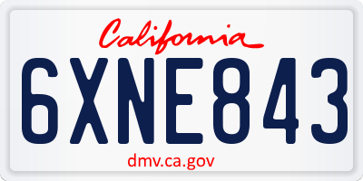 CA license plate 6XNE843
