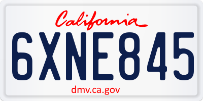 CA license plate 6XNE845