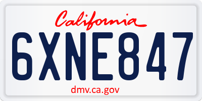 CA license plate 6XNE847