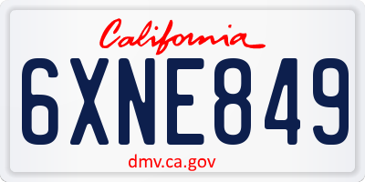 CA license plate 6XNE849