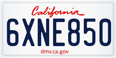 CA license plate 6XNE850