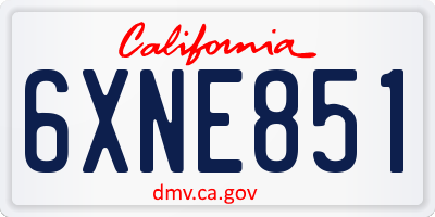 CA license plate 6XNE851