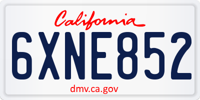 CA license plate 6XNE852