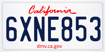 CA license plate 6XNE853