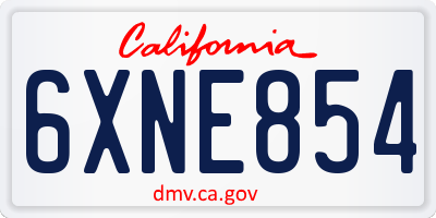 CA license plate 6XNE854