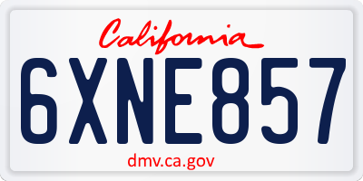 CA license plate 6XNE857