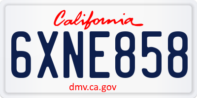 CA license plate 6XNE858