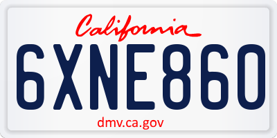 CA license plate 6XNE860